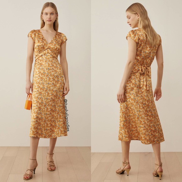 yellow floral bridesmaid dress Laufry Yellow Floral Print Maxi Dress - US 16